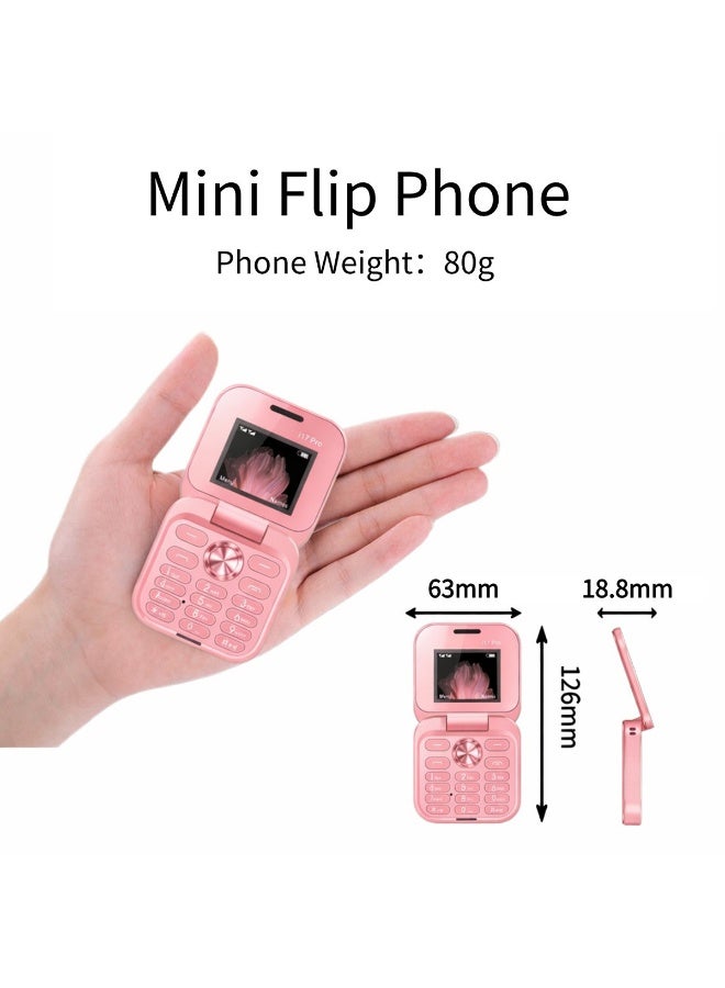 TAPIT 17pro Mini Flip Phon Keypad Non-smartphon Elderly Phon with Large Buttons, Dual SIM, FM Radio, Multilingual, Speed Dial, Blacklist, for Kids & Elderly (Pink Mini Flip Mobile Phone) - Image 2